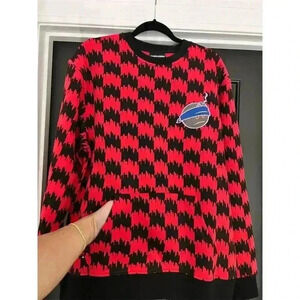 The Hundreds Men's L Red Houndstooth Crewneck Sweatshirt Streetwear